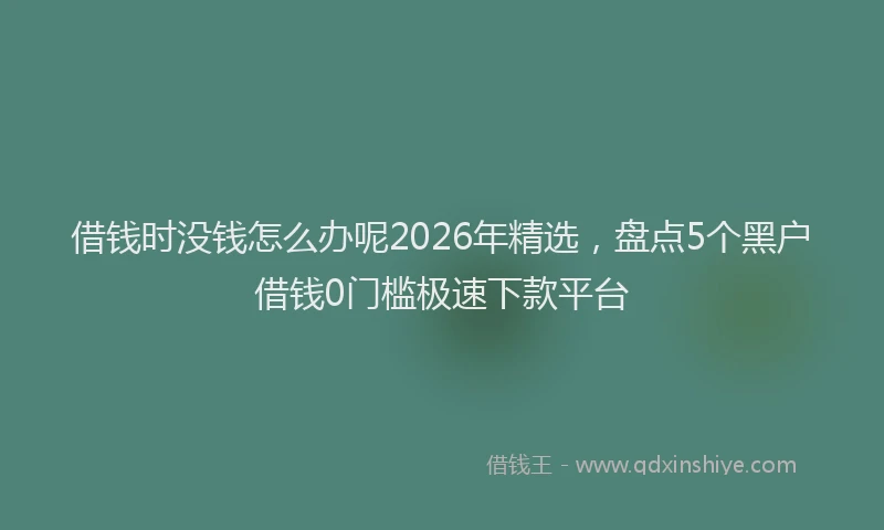 借钱时没钱怎么办呢2026年精选，盘点5个黑户借钱0门槛极速下款平台