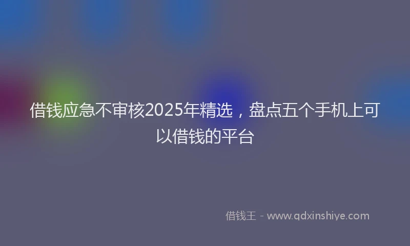 借钱应急不审核2025年精选，盘点五个手机上可以借钱的平台