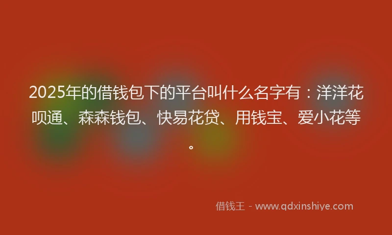 2025年的借钱包下的平台叫什么名字有：洋洋花呗通、森森钱包、快易花贷、用钱宝、爱小花等。