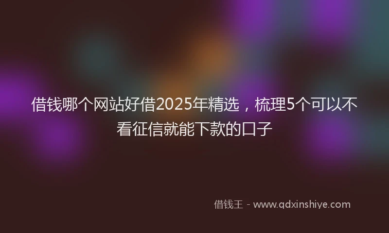 借钱哪个网站好借2025年精选,梳理5个可以不看征信就能下款的口子