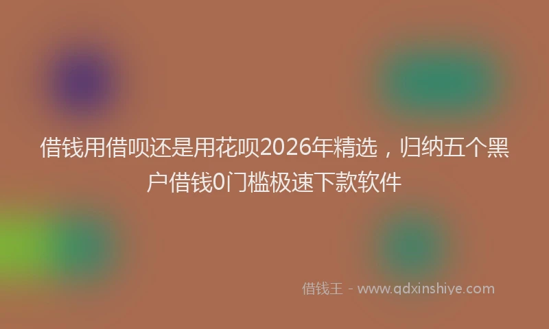借钱用借呗还是用花呗2026年精选，归纳五个黑户借钱0门槛极速下款软件