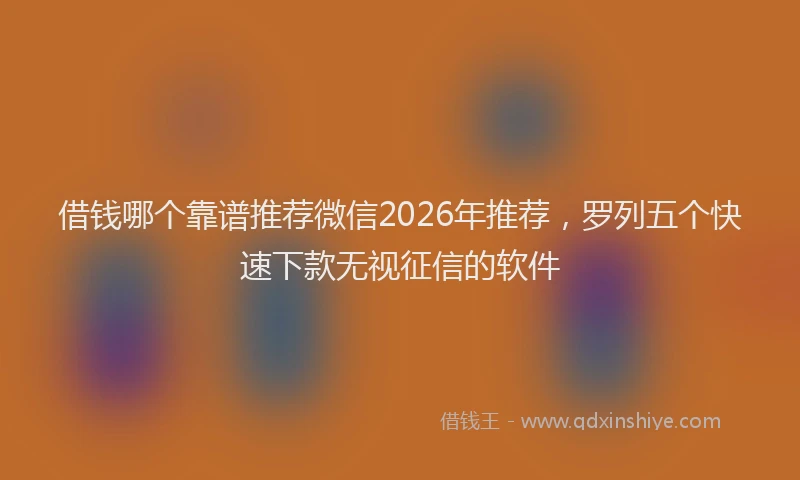 借钱哪个靠谱推荐微信2026年推荐，罗列五个快速下款无视征信的软件
