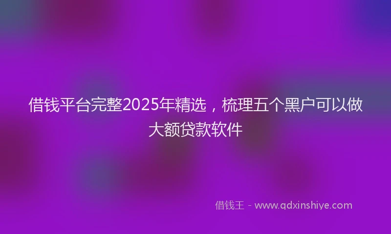 借钱平台完整2025年精选，梳理五个黑户可以做大额贷款软件