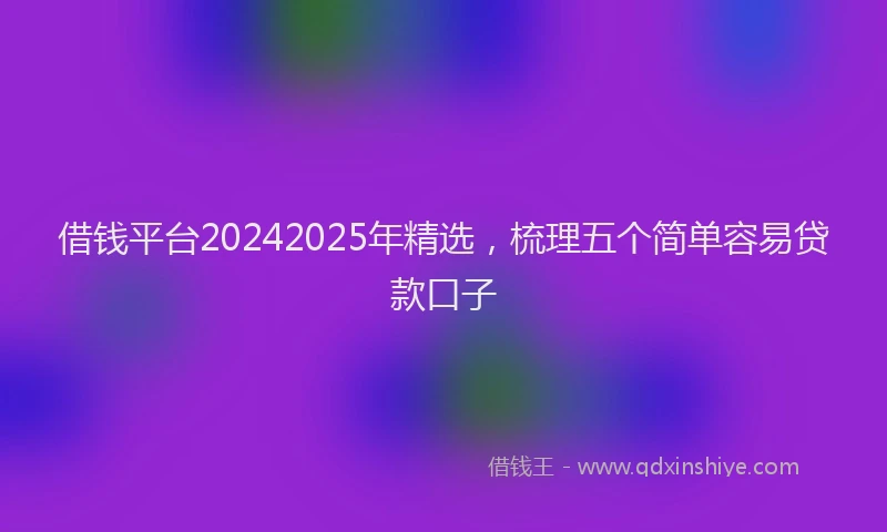 借钱平台20242025年精选，梳理五个简单容易贷款口子