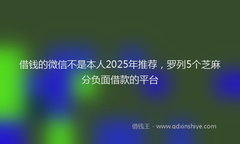 借钱的微信不是本人2025年推荐，罗列5个芝麻分负面借款的平台