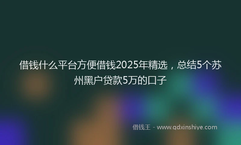 借钱什么平台方便借钱2025年精选，总结5个苏州黑户贷款5万的口子