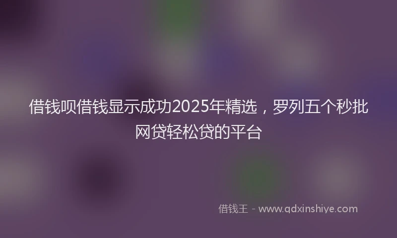 借钱呗借钱显示成功2025年精选，罗列五个秒批网贷轻松贷的平台
