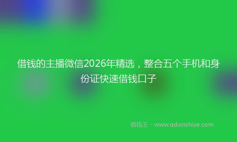 借钱的主播微信2026年精选，整合五个手机和身份证快速借钱口子