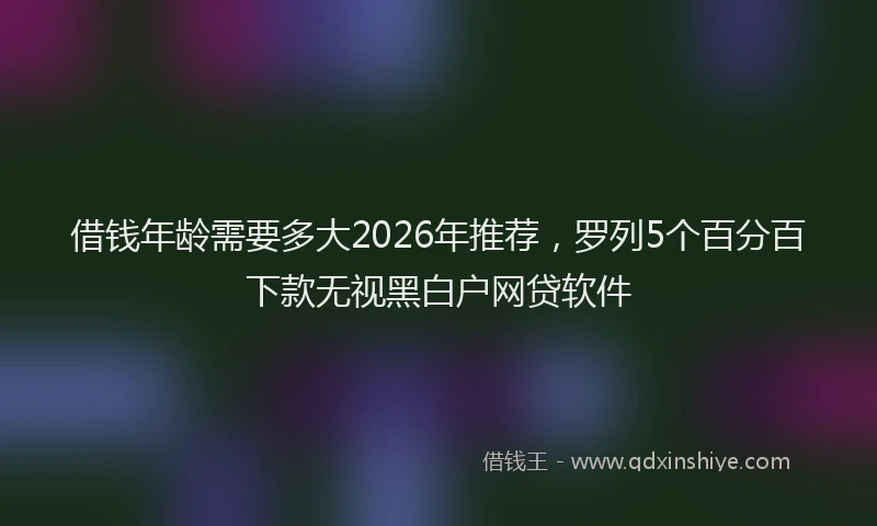 借钱年龄需要多大2026年推荐,罗列5个百分百下款无视黑白户网贷软件
