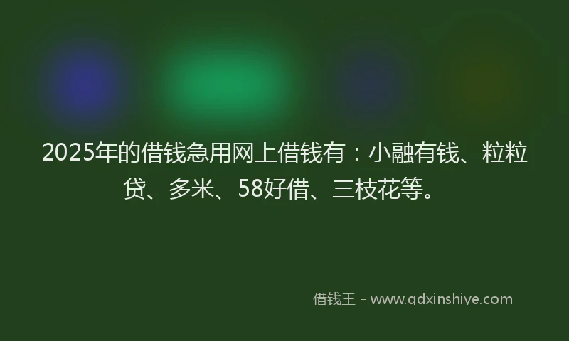 2025年的借钱急用网上借钱有：小融有钱、粒粒贷、多米、58好借、三枝花等。