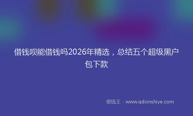 借钱呗能借钱吗2026年精选，总结五个超级黑户包下款