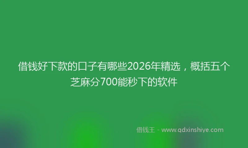 借钱好下款的口子有哪些2026年精选，概括五个芝麻分700能秒下的软件