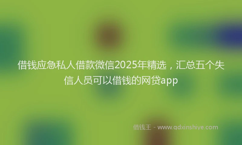 借钱应急私人借款微信2025年精选，汇总五个失信人员可以借钱的网贷app