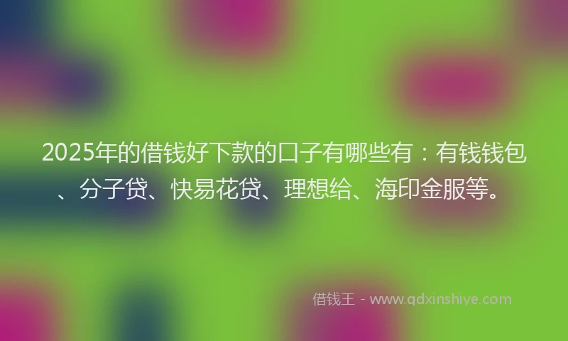 2025年的借钱好下款的口子有哪些有：有钱钱包、分子贷、快易花贷、理想给、海印金服等。