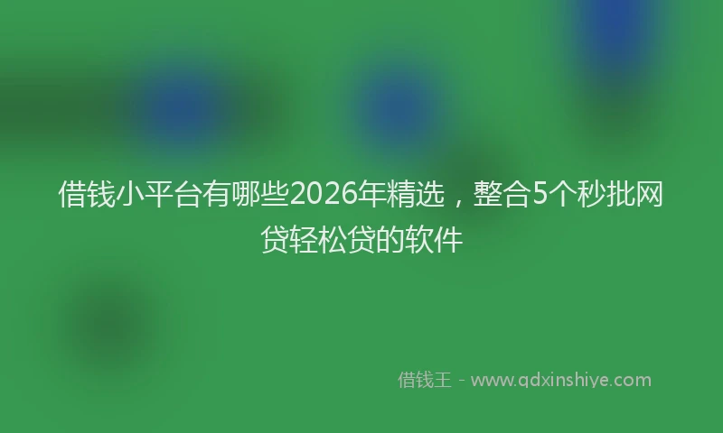 借钱小平台有哪些2026年精选,整合5个秒批网贷轻松贷的软件