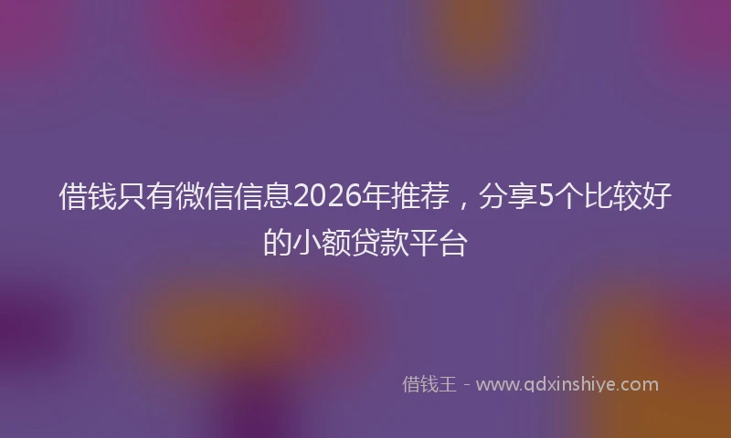 借钱只有微信信息2026年推荐，分享5个比较好的小额贷款平台