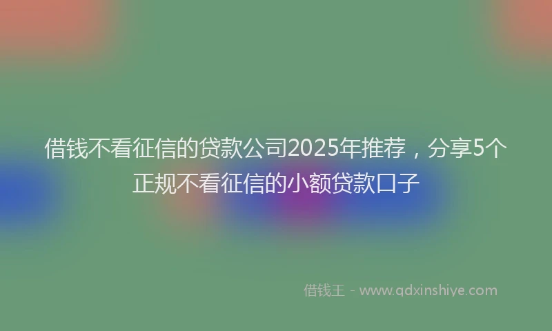 借钱不看征信的贷款公司2025年推荐，分享5个正规不看征信的小额贷款口子