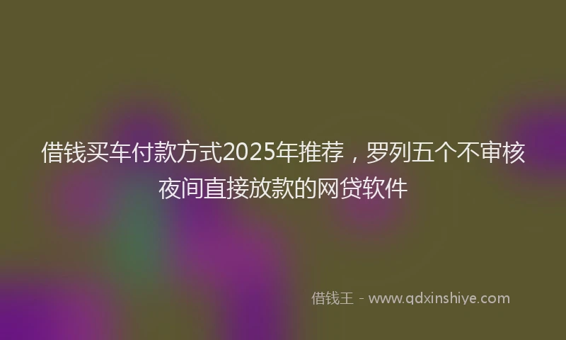 借钱买车付款方式2025年推荐，罗列五个不审核夜间直接放款的网贷软件