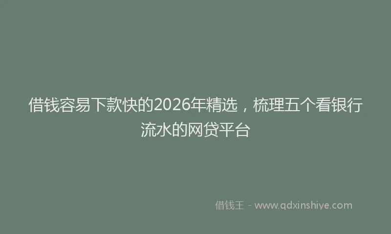 借钱容易下款快的2026年精选,梳理五个看银行流水的网贷平台
