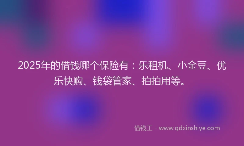 2025年的借钱哪个保险有：乐租机、小金豆、优乐快购、钱袋管家、拍拍用等。