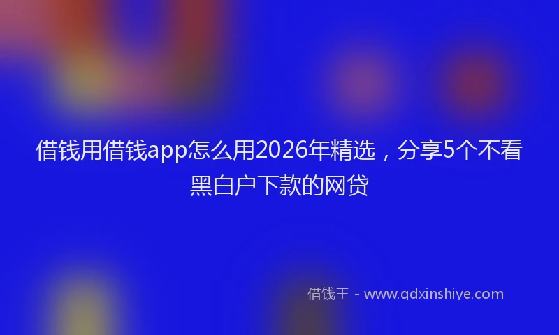 借钱用借钱app怎么用2026年精选，分享5个不看黑白户下款的网贷