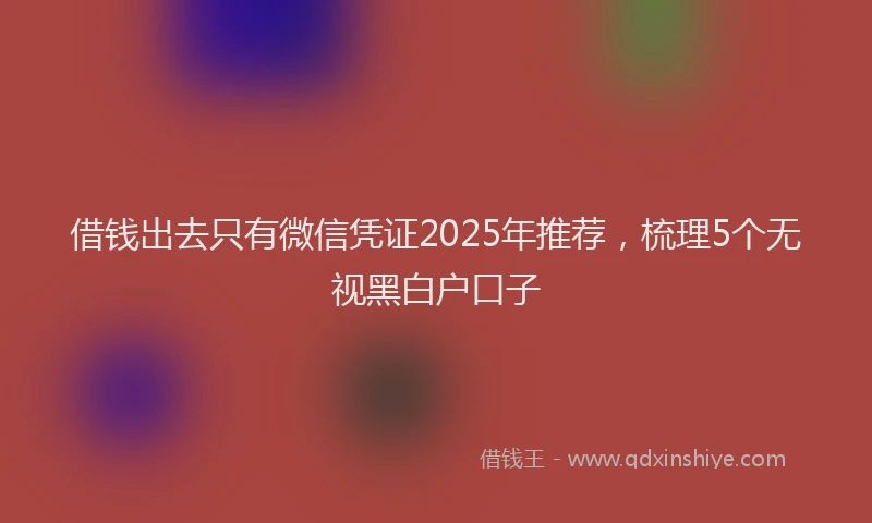 借钱出去只有微信凭证2025年推荐，梳理5个无视黑白户口子