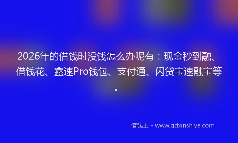 2026年的借钱时没钱怎么办呢有：现金秒到融、借钱花、鑫速Pro钱包、支付通、闪贷宝速融宝等。