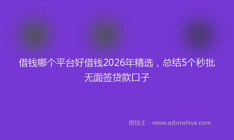 借钱哪个平台好借钱2026年精选,总结5个秒批无面签贷款口子