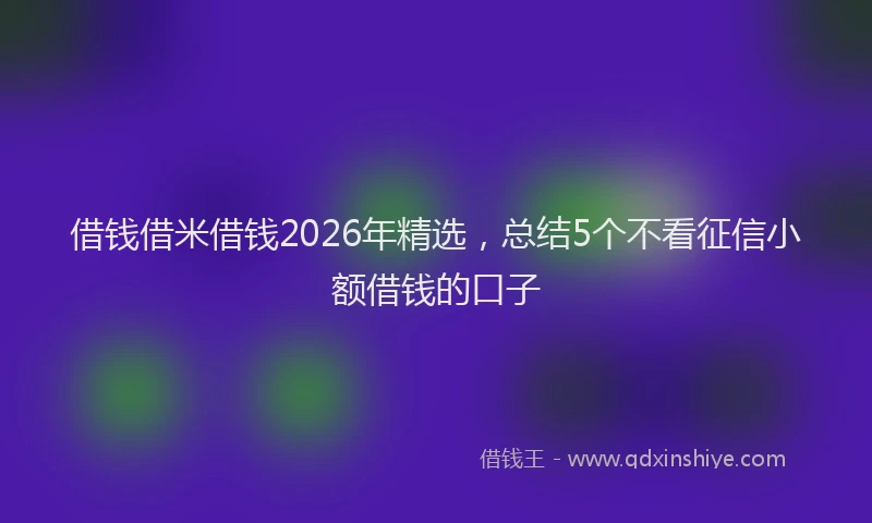 借钱借米借钱2026年精选，总结5个不看征信小额借钱的口子