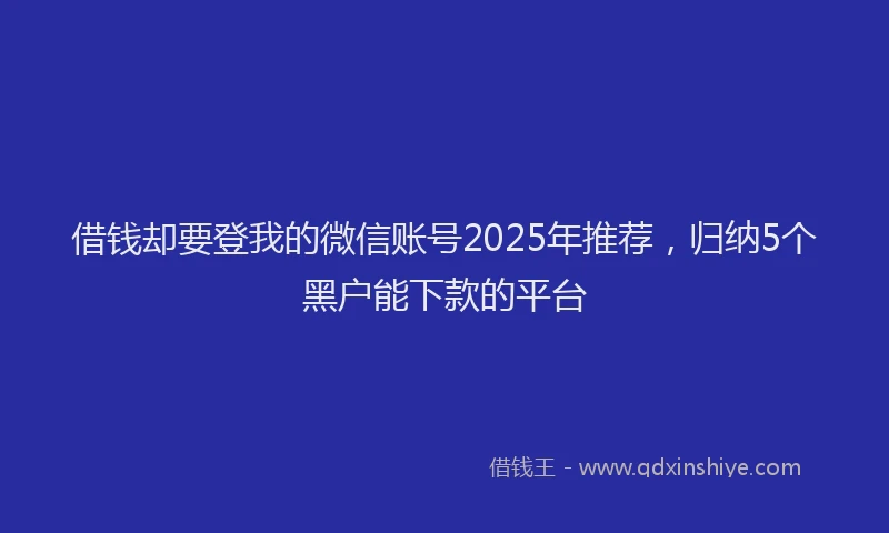 借钱却要登我的微信账号2025年推荐,归纳5个黑户能下款的平台