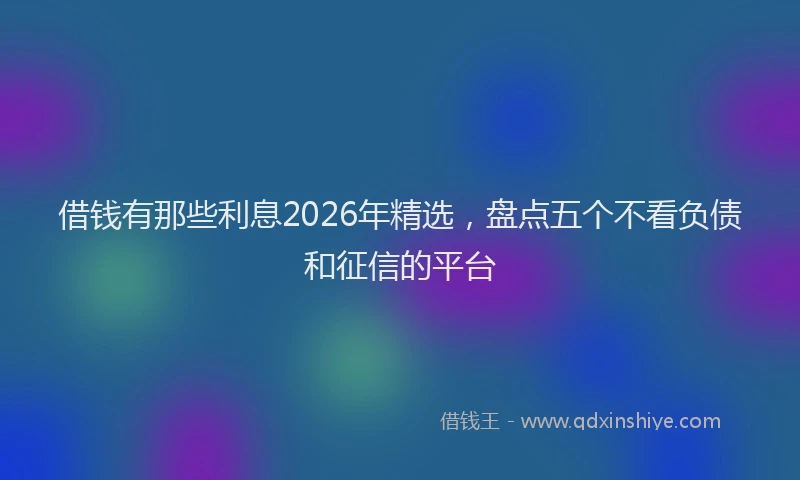 借钱有那些利息2026年精选，盘点五个不看负债和征信的平台