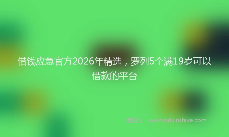借钱应急官方2026年精选，罗列5个满19岁可以借款的平台