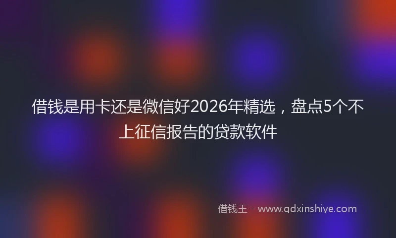 借钱是用卡还是微信好2026年精选，盘点5个不上征信报告的贷款软件