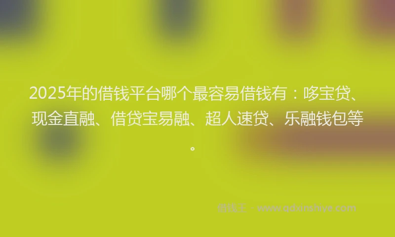 2025年的借钱平台哪个最容易借钱有：哆宝贷、现金直融、借贷宝易融、超人速贷、乐融钱包等。