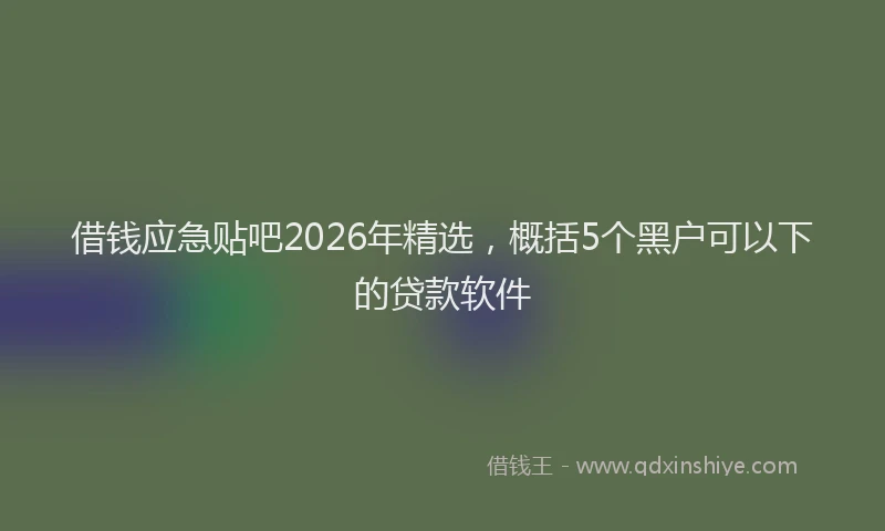 借钱应急贴吧2026年精选，概括5个黑户可以下的贷款软件