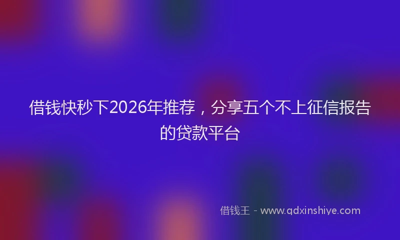 借钱快秒下2026年推荐，分享五个不上征信报告的贷款平台