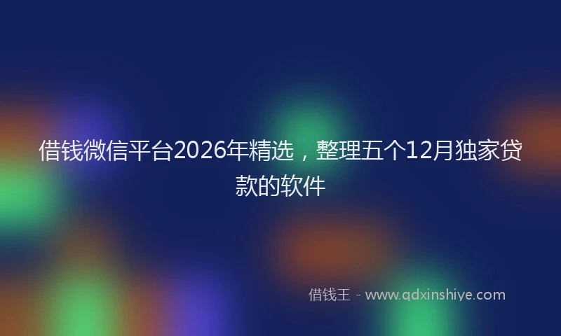 借钱微信平台2026年精选，整理五个12月独家贷款的软件