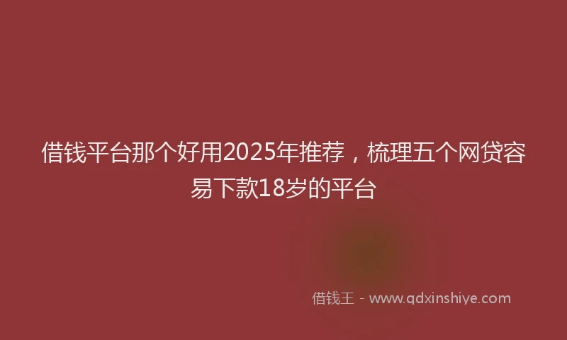 借钱平台那个好用2025年推荐,梳理五个网贷容易下款18岁的平台