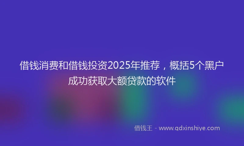 借钱消费和借钱投资2025年推荐，概括5个黑户成功获取大额贷款的软件