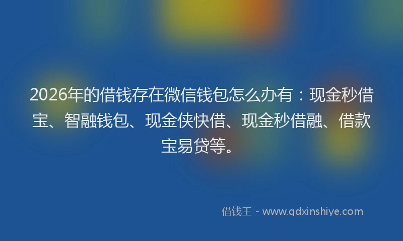 2026年的借钱存在微信钱包怎么办有：现金秒借宝、智融钱包、现金侠快借、现金秒借融、借款宝易贷等。