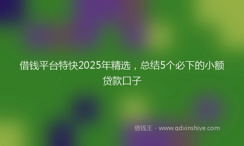 借钱平台特快2025年精选，总结5个必下的小额贷款口子