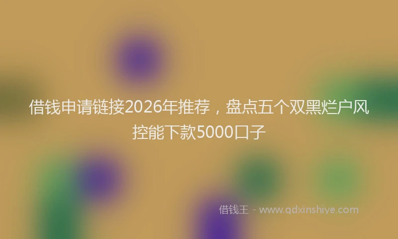 借钱申请链接2026年推荐，盘点五个双黑烂户风控能下款5000口子