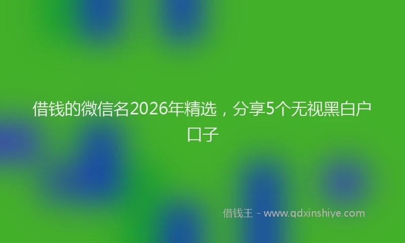 借钱的微信名2026年精选，分享5个无视黑白户口子
