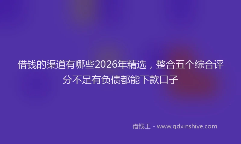 借钱的渠道有哪些2026年精选，整合五个综合评分不足有负债都能下款口子