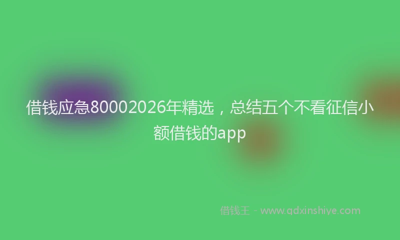 借钱应急80002026年精选，总结五个不看征信小额借钱的app
