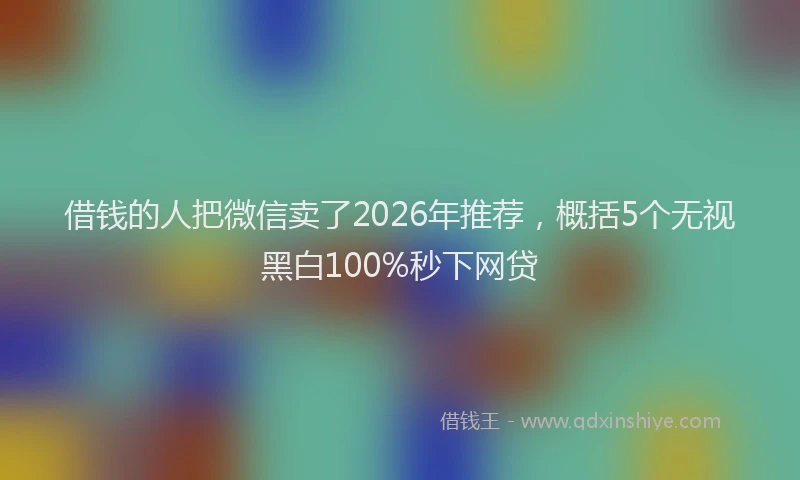 借钱的人把微信卖了2026年推荐，概括5个无视黑白100%秒下网贷