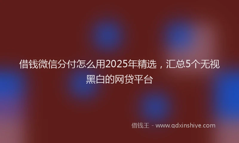 借钱微信分付怎么用2025年精选，汇总5个无视黑白的网贷平台