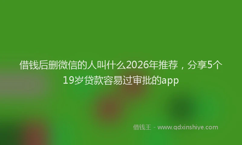 借钱后删微信的人叫什么2026年推荐,分享5个19岁贷款容易过审批的app