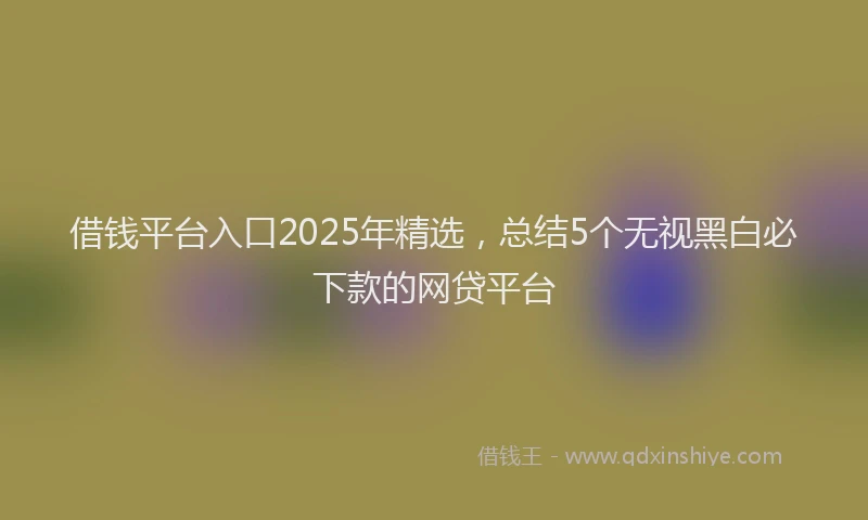 借钱平台入口2025年精选，总结5个无视黑白必下款的网贷平台