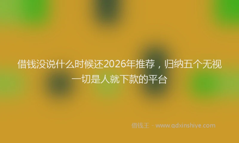 借钱没说什么时候还2026年推荐，归纳五个无视一切是人就下款的平台